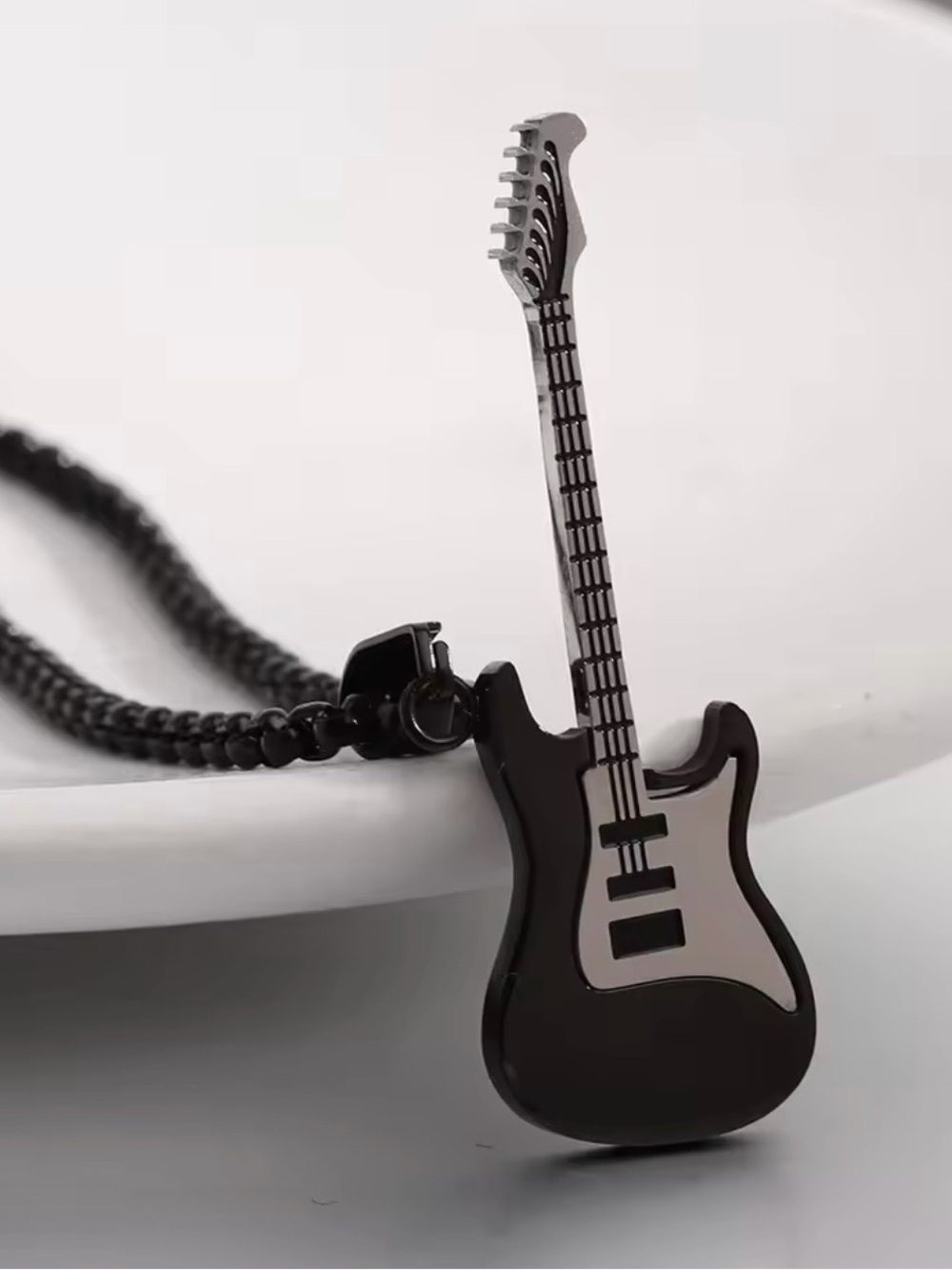Black Guitar Pendant Necklace - Rock Star Style